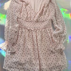 Mi ami Pink Long Sleeve Dress with Black Hearts